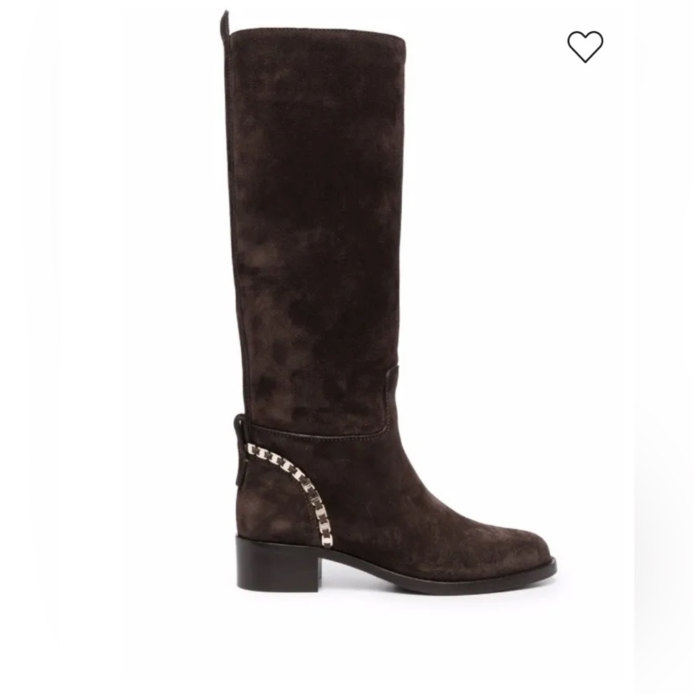 Ferragamo Tawnie Women’s Knee-high Boots with Chain Detail